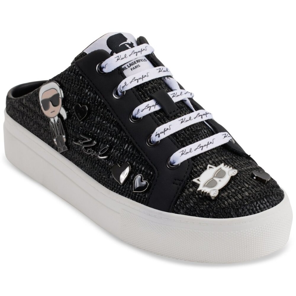 139$ Karl Lagerfeld Paris Cambira Embellished Slip-on Sneakers Size 5 US Black